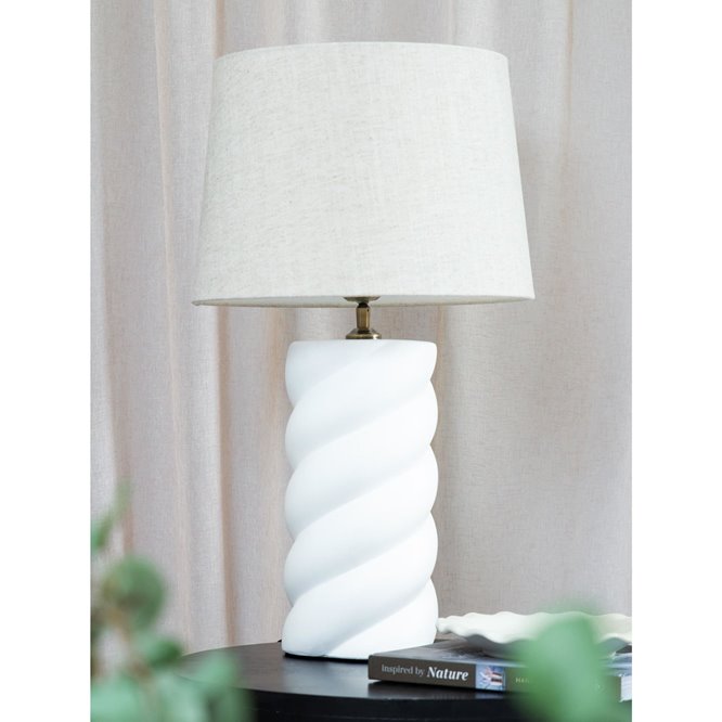 Biała lampa stołowa ceramiczna boho Spin